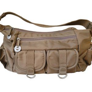 Travelon Mocha Hobo Satchel Purse 100% Nylon Travel Ready